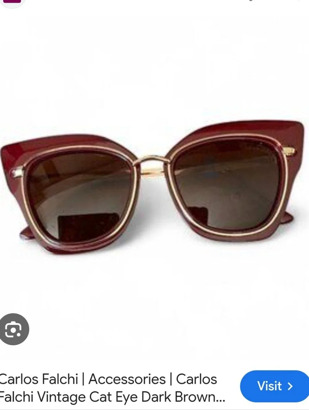 Carlos Falchi vintage-inspired cat-eye sunglasses burgundy maroon